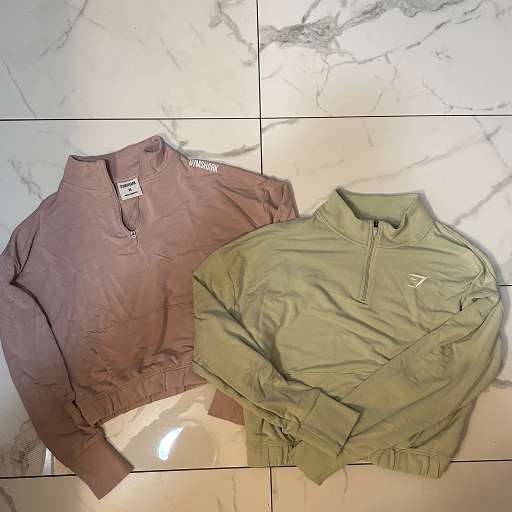 Gymshark Pink and Olive Quarter-Zip Tops